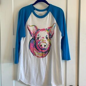 Crazy Train Pig Baseball Tee